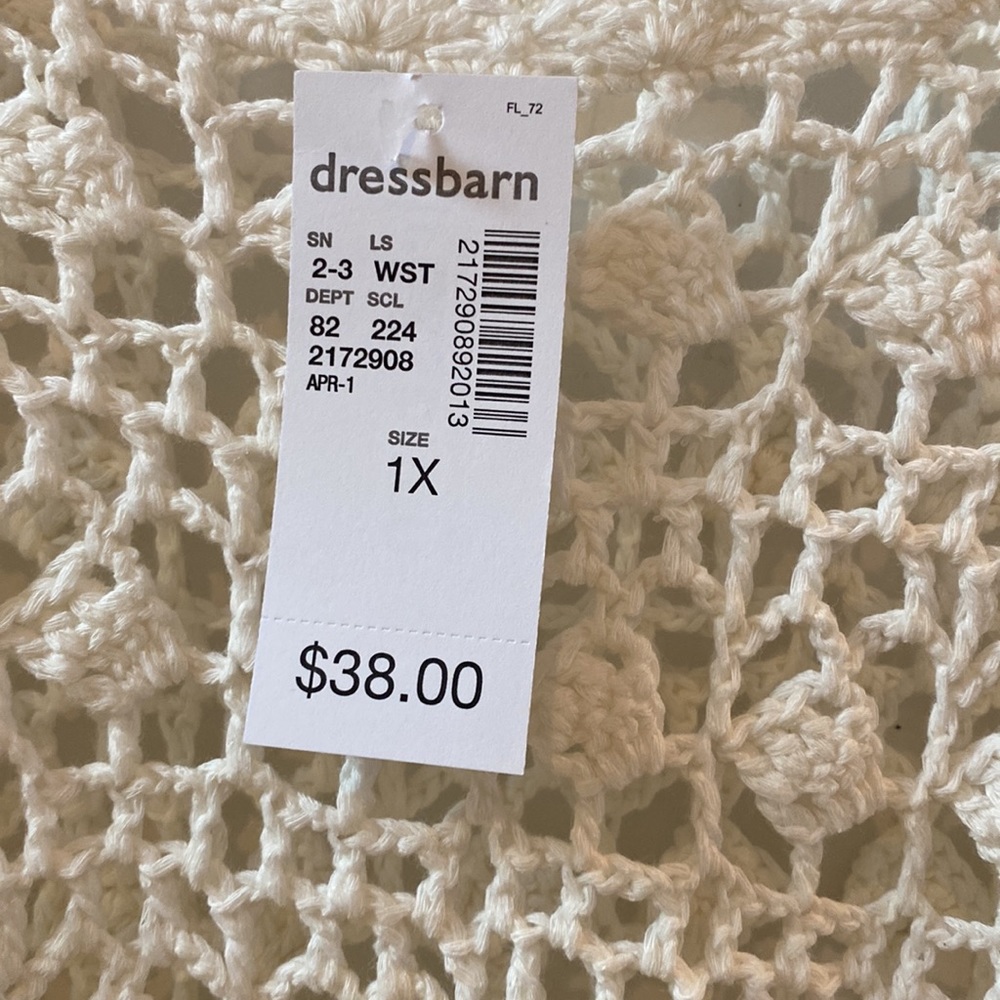 Westport Dressbarn Crotchet Ivory Top / coverup - Picture 4 of 9